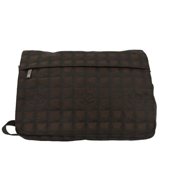 Chanel Brown Jacquard Nylon Travel Line Shoulder Bag 115677 - Picture 1 of 9